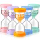 Kanayu 5 Pieces Sand Timer Marcaron Colorful Hourglass 3/5 / 10/20 / 30 Mins Clock Sand Timers for Kids Games Classroom Home Office Kitchen Decoration