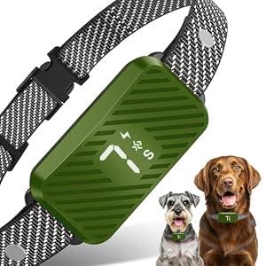 Dog Bark Collar for Large Medium Small Dogs, Effective No-Bark Collar, Smart Barking Collar, Rechargeable Bark Collar with 7 Sensitivity, 3 Modes, Waterproof, Green