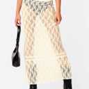 Cicy Bell Womens Sheer Lace Maxi Skirt Summer Beach Cover-ups Casual Streetwear Long Y2K Skirts Beige