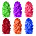 Long Colored Wigs - 6 Pack Wavy Neon & Curly Color Wigs for Women - Come with Extra Neon Glasses - Bachelorette Party Favors (Blue, Green, Orange, Purple, Pink, Wine Red)