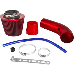 Generic Universal Car Cold Air Intake Filter Induction Pipe Power Flow Hose System Red, LK-AIF-001R