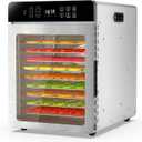 Food Dehydrator with 10 Stainless Steel Trays, 800W Fruit Dehydrator Machine with 194℉ Temperature Control & 24H Digital Timer, 4 Presets, Meat Dehydrator for Jerky, Herbs, Yogurt, Dog Treats