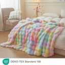 LIFEREVO Fluffy Faux Rabbit Fur Bubble Blanket, Tie Dye Plush Shaggy Throw Couch Sofa, Cozy Comfy Furry Big Bed Blanket Adults Kids Girls, Aesthetic Fuzzy Throw for Bedroom Living Room, 60x80, Rainbow