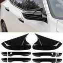 JOYOTO 2pcs Side Mirror Covers&4pcs Door Handle Covers Compatible with Honda Civic 2016-2021,10th Gen Civic Exterior Decorative Protective Accessories,Glossy Black