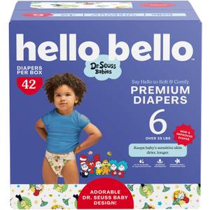 Hello Bello Dr. Seuss Babies Premium Diapers, Size 6, 42 Count: Softness & Protection for Sensitive Skin