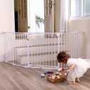 Babelio 104" Extra Wide Baby Gate, AdaptiZone, 5 Metal Panels
Hardware Mounted Dog Fence for Stairs, Kitchen, Doorways & Fireplace, Foldable Metal Panels, Auto Close, White