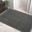 Sturdy Front Door Mat, Absorbent Muddy Dirt Resist Welcome Door Mats Outdoor Indoor, Stain and Fade Resistant, Non-Slip Rubber Backing Low Profile Doormat for Entryway, 6036, Grey (3' x 5' (Rectangular)