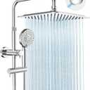MakeFit Rainfall Shower Heads with Handheld Combo - 10 Inch High Pressure Rain Shower Head, 9 Modes Handheld Shower Head with Height Adjustable Shower Extension Arm and Slide Bar - Chrome