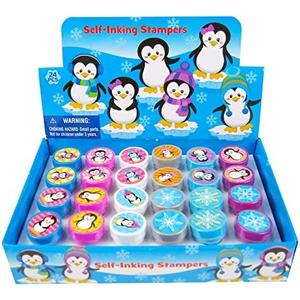 TINYMILLS 24 Pcs Penguin Assorted Stamps for Kids Self Ink Stamps (12 Different Designs) Birthday Party, Stocking Stuffers, Party Favors, Goody Bag Filler Treats, Classroom Rewards