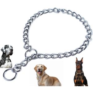 Chain Collar for Dogs, Metal Slip Link Heavy Duty Big Dog Collar Training Puppy Collars for Small Medium Large Big XL Dogs, Silver L (L(Max 20inch)D3.5mm)