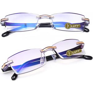 LUFF Premium Computer Reading Glasses Blue Light Blocking Diamond Cut Edge Design Spectacle Readers for Men