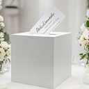 Adorox 10'x10' Money Box & Memory Cards Reception Centerpiece Elegant White Keepsake Gift Box for Weddings, Birthdays, Anniversaries White