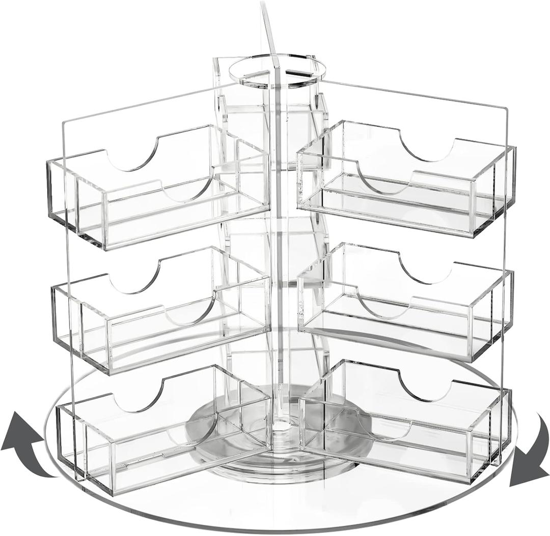 Qunclay Acrylic Rotating Business Card Holder 18 Pocket Sticker Display Organizer Multiple Spinning Clear Countertop Business Card Stand for Office