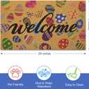 Kelarea Easter Artificial Coir Doormat Spring Welcome Door Mat, 17" x 29" Colorful Easter Eggs Front Door Mat, Non-Slip Entry Mats for Indoor Outdoor Entrance Home Decor