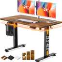Veken 47.2" Standing Desk, Adjustable Height Office Desk with Wood Desktop, Computer Table for Home Work, Study and Gaming, Small Spaces, Modern FurnitureBrown