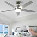DWVO 52 inch Ceiling Fan with Lights and Remote, Silver Ceiling Fan with Reversible Quiet DC Motor,3CCT Lighting, 5-Blade,6 Speed for Bedroom, Living Room
