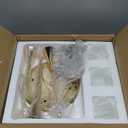 Upfelw Modern Crystal Staircase Chandelier Polished Black 3-Lights, H59'' High Ceiling Spiral Dimmable LED Raindrop Foyer Entryway Light Fixture Remote Control, Gold