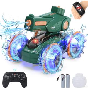 Toys for Kids 6-12 Remote Control Car Boat Gifts for Boys 5-7 8 9 10 11 Year Old Amphibious RC Boats Water Squirt Gun with Light & Self-Dispensing, Pool Outdoor Beach Toy for Kids
