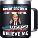 Funny Gifts for Brother from Sister Adult-Birthday Best Gift For Big, Little Brother-Present Idea for Birthday,Father's Day,mother's Day (14 oz, Insulated Coffee mug) (Black)
