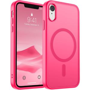 SUPFINE Magnetic for iPhone XR Phone Case(Compatible with MagSafe)(Military Grade Drop Protection) Slim Translucent Matte Shockproof with Anti-Fingerprint Phone Case,Hot Pink