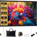 Outdoor Projector Screen with Stand 120 Inch, 16:10 4K HD Portable Projector Screen Indoor, Movie Screen with Carry Bag, Sandbags, Projection Screen for Backyard, Camping, Home Theater