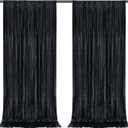 9.6x8FT Black Sequin Curtains: Photo Backdrop Drapes 2 Pieces 4.8x8FT Birthday Backdrop for Hallween Decorations Arch Backdrop