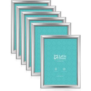 LaVie Home 5x7 Picture Frames (6 Pack, Silver) Simple Designed Photo Frame with High Definition Glass for Wall Mount & Table Top Display, Set of 6 Classic Collection