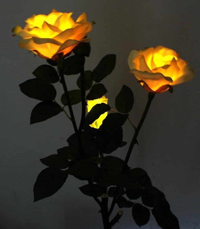 Solar-Powered Yellow Silk Rose Light Strings, 2-Pack, 16in