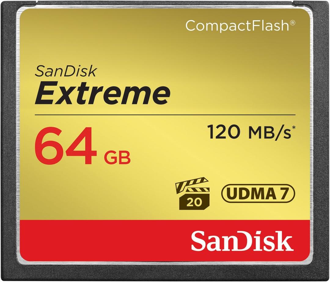 SANDISK 64GB Extreme CompactFlash Memory Card UDMA 7 Speed Up To 120MB/s - SDCFXSB-064G-G46