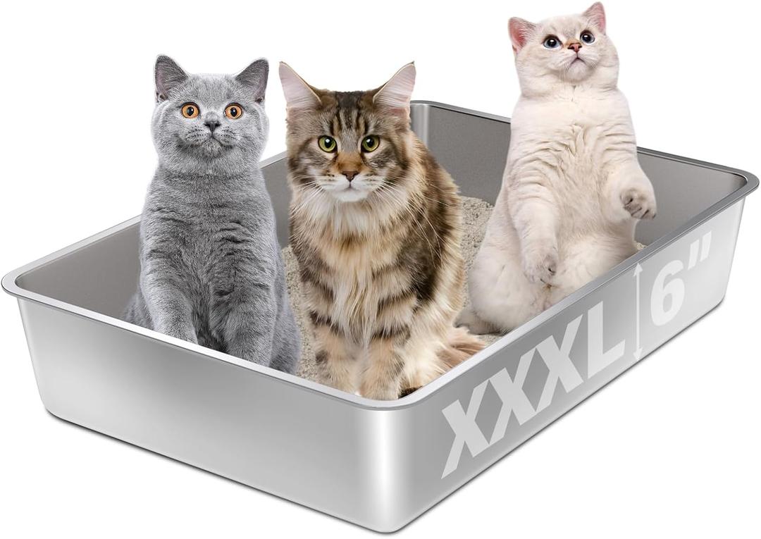 Stainless Steel Litter Box, XXXL Extra Large Cat Litter Boxer,Steel litterbox for Big Cat,Multiple Cats,Easy to Clean,Non Stick and No Smell,28x20x6inch (XXXL:27.55x19.68x6inch) Stainless Steel Litter Box, XXXL Extra Large Cat Litter Boxer,Steel litterbox for Big Cat,Multiple Cats,Easy to Clean,Non Stick and No Smell,28x20x6inch (XXXL:27.55x19.68x6inch)