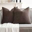 MIULEE Pack of 2 Dark Brown Decorative Pillow Covers 18x18 Inch Soft Chenille Couch Throw Pillows Farmhouse Cushion Covers for Home Decor Sofa Bedroom Living Room