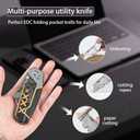 Folding Lock Back Utility Knives, Heavy Duty Folding Box Cutter, Pocket Carpet Cutter Knife Handmade With Clip (Black)