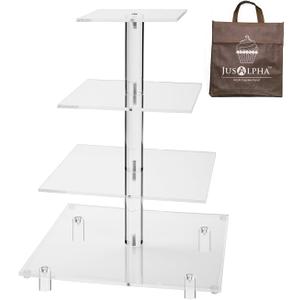Jusalpha Large 4 Tier Square Acrylic Cupcake Tower Stand for Dessert, Pastry, Serving Platter-Candy Bar Party Dcor and Supply (Tall version)