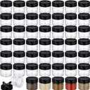 50 Pack 3.4 oz Plastic Spice Jars with Black Cap Empty Clear Spice Bottles Containers Seasoning Jars with Shaker Lids for Storing Herbs and Seasoning Powders Kitchen Restaurant Storage