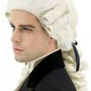 Topcosplay Judge Colonial Wig for Men Women Historical Powdered Wig Beige Halloween Costume Funny Wigs Beige