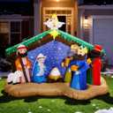 8 FT Christmas Inflatables Nativity Scene Outdoor Decorations, Christmas Blow Up Yard Decorations Nativity Sets for Garden Lawn Xmas Decor