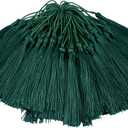 100pcs 13cm/5 Inch Silky Floss Bookmark Tassels with 2-Inch Cord Loop and Small Chinese Knot for Jewelry Making, Souvenir, Bookmarks, DIY Craft Accessory (Dark Green)