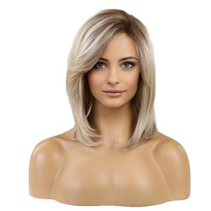 HAIRCUBE Shoulder Length Bob Wigs for Women Side Parting  Blonde, average