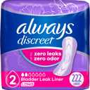 Always Discreet Incontinence Panty Liners for Women with Bladder Leaks, Size 2, Very Light Absorbency, Long Length, 111 CT x 2 Packs (222 Total Count) 