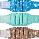 Wegreeco Washable Male Dog Belly Band - Pack of 3 - Washable Male Dog Belly Wrap, Doggie Diapers for Doggy Puppy (Bone, X-Small)