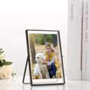 Black 4x6'' Floating Picture Frame Set of 2, For Photo Sizes (2x3'',3.5x5''),Beautiful Metal Beaded Edge Frames Adjustable Tabletop/Shelf Photo Frame, Classy Gift Choice for Wedding, Christmas, Party