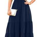 RWJ Women's 2026 Plus Size Summer Dress Short Sleeve Smocked Boho Wedding Guest Beach Vacation Floral Maxi Dresses (Blue, XXXL)