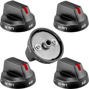 TOMOON DG64-00473B Gas Stove Knobs for Sam-Sung Black Stainless Steel Gas Range Knobs Replacement-Fits NX58H5600SS NX58M6850SG NX58J5600SG NX58J7750SG-5 Pack