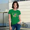 Mardi Gras Shirts for Women Fat Tuesday Tshirts New Orleans Carnival Party Fleur De Lis Tee Tops (Green, XL)