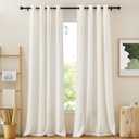 NICETOWN Flax Polyester Linen Curtains for Windows 84 inch Length, Grommet Semi Sheer Vertical Drapes Privacy Added with Light Filtering for Bedroom/Living Room, W52 x L84, 2 Pieces