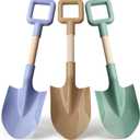 16" Beach Sand Shovels Toys for Kids, Jumbo Gardening Tool Kits, Sturdy Long Wooden Spade for Sand Snow Digging, ABS Plastic Scoops Gift for Summer Winter Camping Backyard Planting ( Avocado 3PCS )