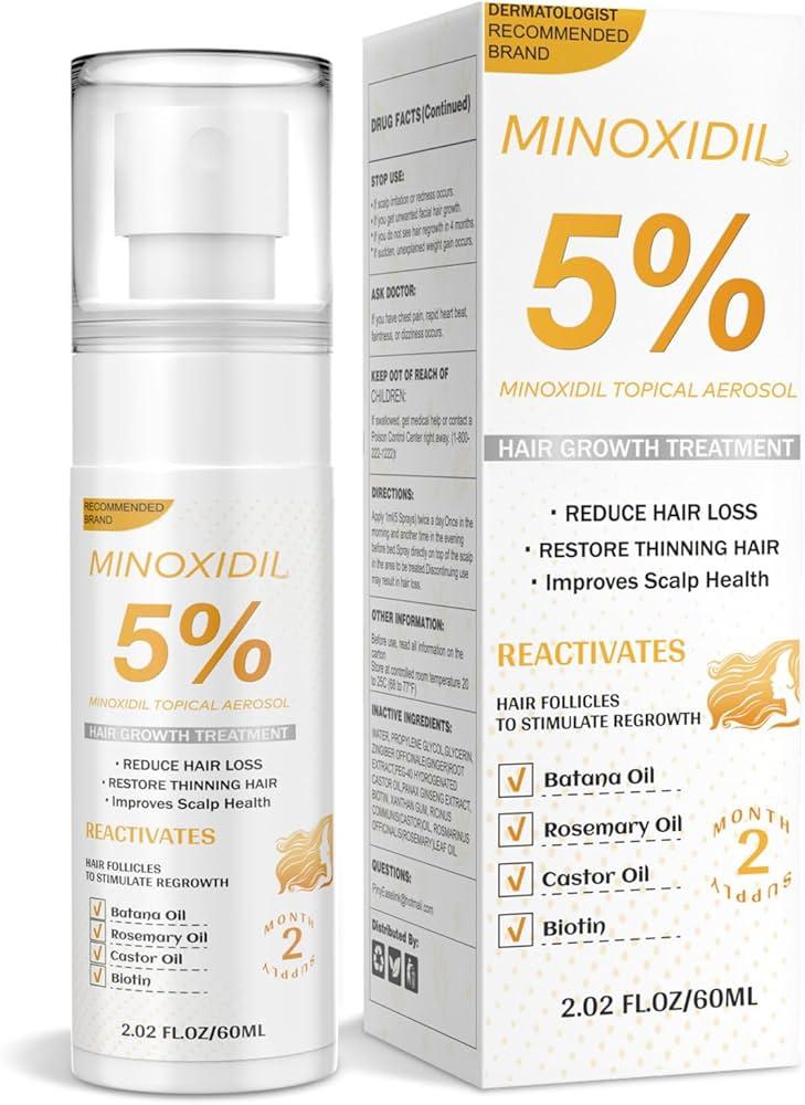 Minoxidil for Men and Women, Hair Growth Biotin Serum with Batana and Rosemary for Hair Beard Regrowth Treatments Extra Strength Hair Loss Solution, Clinically Proven to Regrow Thicker
