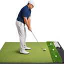 Golf Hitting Mat with Ball Tray 5x4ft - 6x4ft Dual-Turf Practice Mat for Indoor & Outdoor Use Golf Training Mat with Rubber Tee Holes, Suitable for Swing Driving & Chipping, 5 x 4 ft - 1.22"