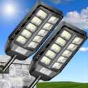 CEDIO 6500W Solar Light Outdoor, Solar Street Lights Outdoor IP66 Waterproof, 6500K Dusk to Dawn LED Security Flood Lights Motion Sensor with Remote Control for Yard(6500K-2PACK)