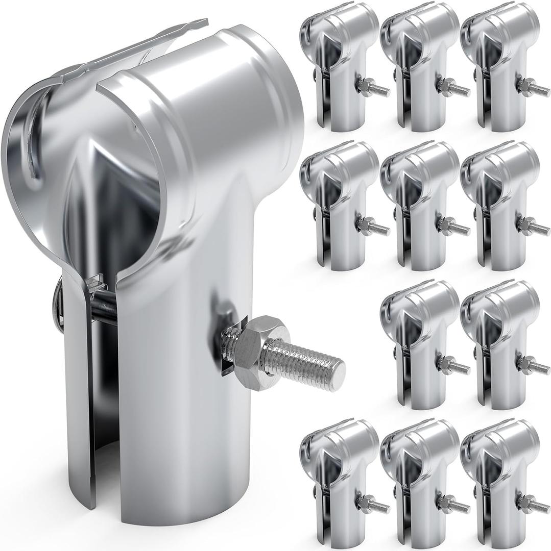 12 Pcs End Rail Clamps 1-5/8" x 1-5/8", T Pipe Clamp for 1-5/8" OD Pipe Chain Link Fence End Rail T Clamp Panel T Clamps Chain Link Fence Parts (1-5/8" x 1-5/8" (12 Pcs))